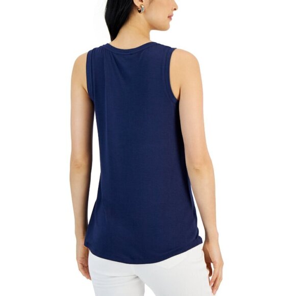 I.N.C. International Concepts Size XL Embellished Navy Scoop-Neck Tank Top NWT - Picture 2 of 7